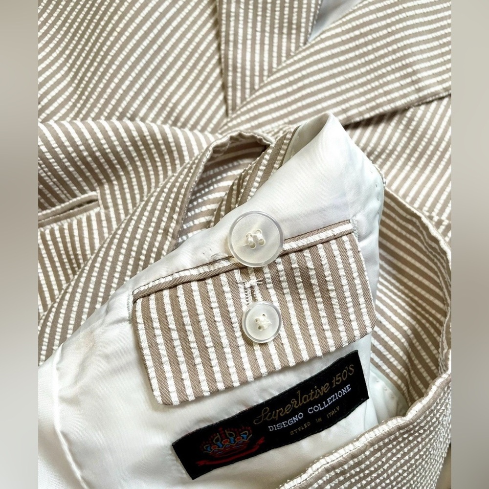 Falcone Superlative Men's Italian Seersucker Blazer Sports Coat Size 40R - Picture 5 of 6